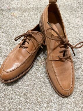 Billy Reid Men’s 10.5 Italian Leather Moc-Toe Derby Shoes Tan Brown